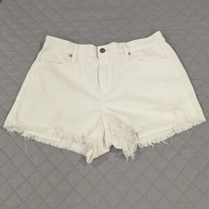 Aerie Frayed Hem Jean Shorts Off White Size Medium